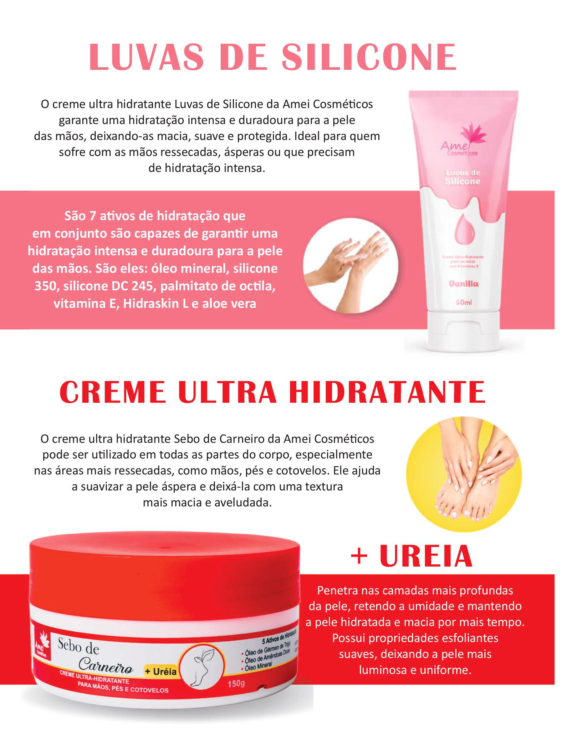 Amei Cosméticos - Luva de Silicone - Creme Hidratante
